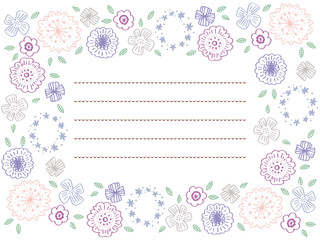 紫系フラワーお手紙フレーム