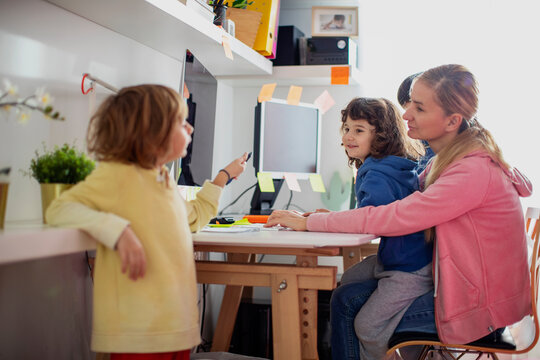 Woman working from  home