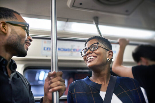 Colleagues public transport