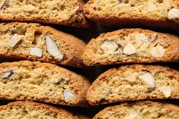 Traditional Italian almond biscuits (Cantucci), closeup view
