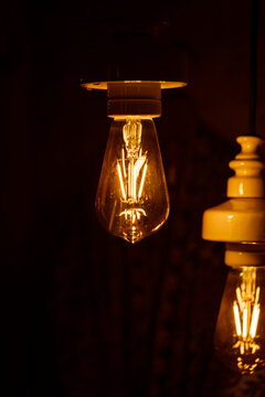 tow Lightbulb on black background