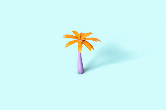 a single colorful palm tree on colorful background