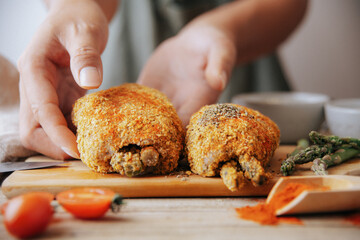 chef preparing meat