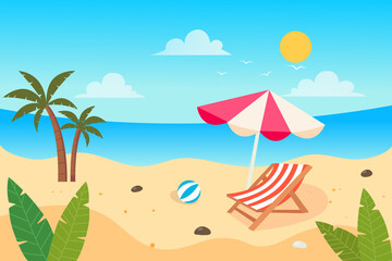 Fototapeta na wymiar Summertime on the beach with palm trees