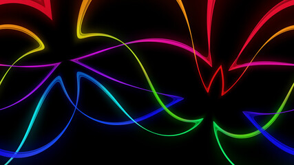 organic smooth and colorful and silky glowing light lines in abstract form and black background