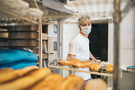 Using Oven in Bakery Shop
