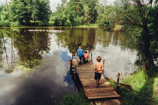 In the summer on the pond.