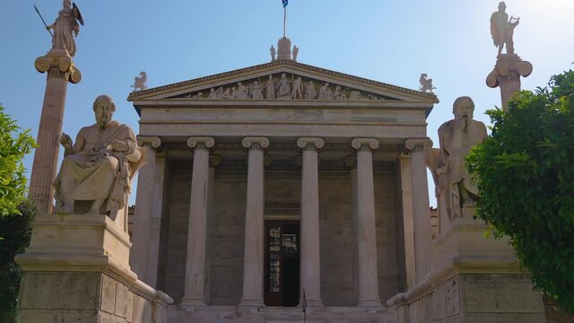 Moving towards the Academy Of Athens Building in Athens, Greece