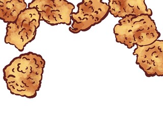 ペン画水彩の唐揚げ上フレーム