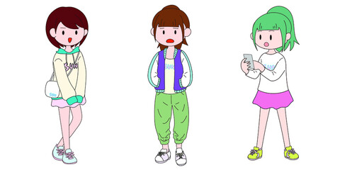 休日、私服の学生たち