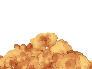 水彩の唐揚げの山フレーム