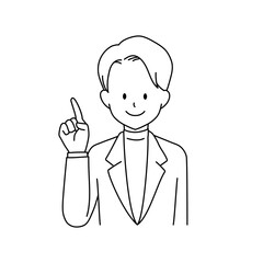 Business man pointing line drawing illustration