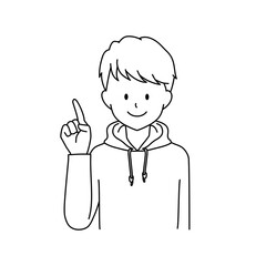 Parker man pointing line drawing illustration