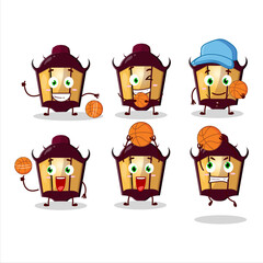 Talented halloween lamp cartoon character as a basketball athlete