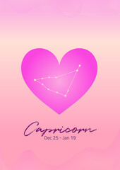 핑크 하트에 염소자리 생일 별자리	
