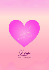 핑크 하트에 사자자리 생일 별자리	
