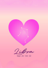 핑크 하트에 천칭자리 생일 별자리	
