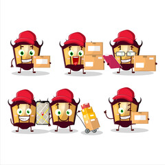 Cartoon character design of halloween lamp working as a courier