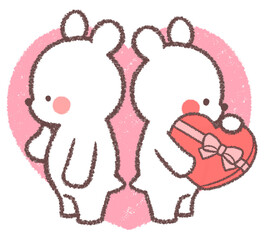 子供シロクマカップルのバレンタイン