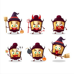 Halloween expression emoticons with cartoon character of halloween lamp