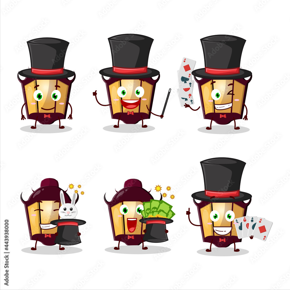 Sticker A halloween lamp Magician cartoon character perform on a stage