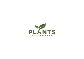 unique typographic plants logo on white background