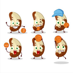 Talented brazil nuts cartoon character as a basketball athlete
