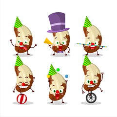 Cartoon character of brazil nuts with various circus shows