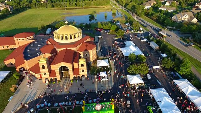 Drone Shot: Holy Trinity Greek Cathedral Greek Fest Fly Over