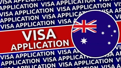 Australia Circular Flag with Visa Application Titles - 3D Illustration