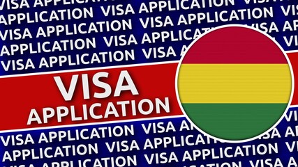 Bolivia Circular Flag with Visa Application Titles - 3D Illustration