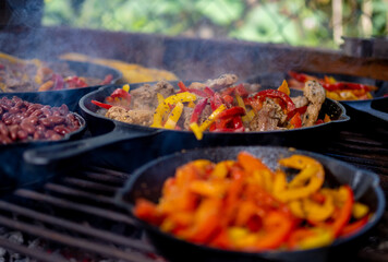 Fajitas grill with beans and chilli