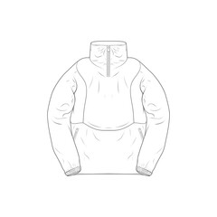 windbraker outline drawing vector, windbraker in a sketch style, trainers template outline, vector Illustration. © litnik