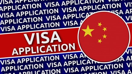 China Circular Flag with Visa Application Titles - 3D Illustration
