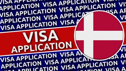 Denmark Circular Flag with Visa Application Titles - 3D Illustration