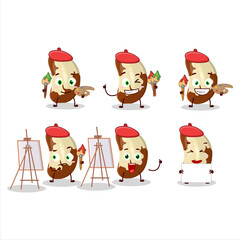 Artistic Artist of brazil nuts cartoon character painting with a brush