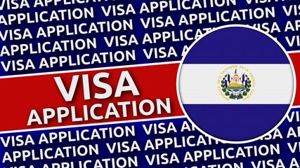 El Salvador Circular Flag with Visa Application Titles - 3D Illustration