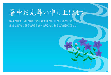 暑中見舞いのはがき 　桔梗の花