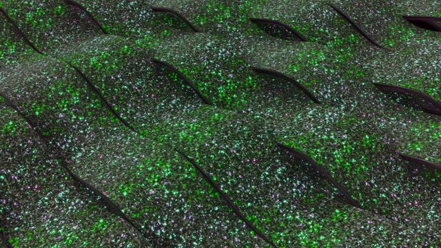 Moving wavy layers. Animation. Beautiful 3d lines move parallel to each other. Three-dimensional dense tapes move in paths in cyberspace. Wavy paths in cyberspace