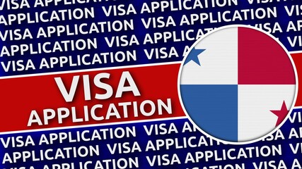 Panama Circular Flag with Visa Application Titles - 3D Illustration