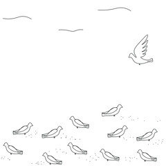 Bird dove sketch on white background vector illustration