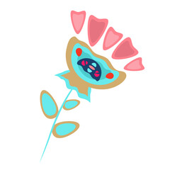 Floral vector illustration based on traditional folk-art ornaments. Isolated colorful flower on white background. Decorative Scandinavian style.