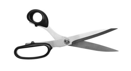 Tailor's scissors isolated on white, top view