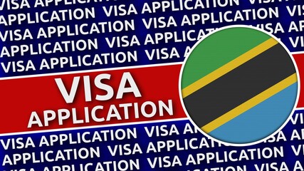 Tanzania Circular Flag with Visa Application Titles - 3D Illustration