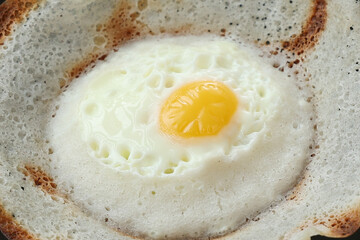 Sri lankan egg hopper, bittara aappa Appam popular breakfast Pancake Made With Fermented Rice Batter, Coconut Milk Sri Lanka South Indian  Kerala, Tamil Nadu. Indian veg food. 