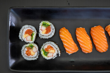 Sake Sushi Nigiri and Maki Rolls