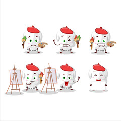 Artistic Artist of skull cartoon character painting with a brush