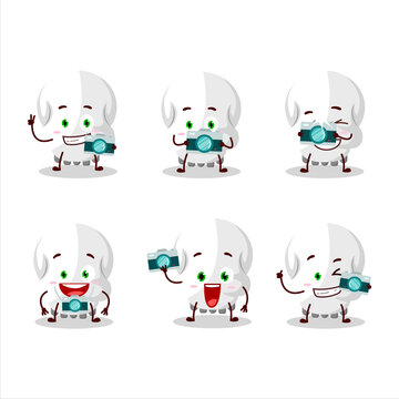 Photographer profession emoticon with skull cartoon character