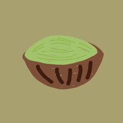 A bowl of green tea powder. Hand drawn vector illustration. Breakfast or tea time or coffee time concept