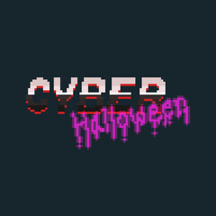 Pixel art cyber halloween text design.